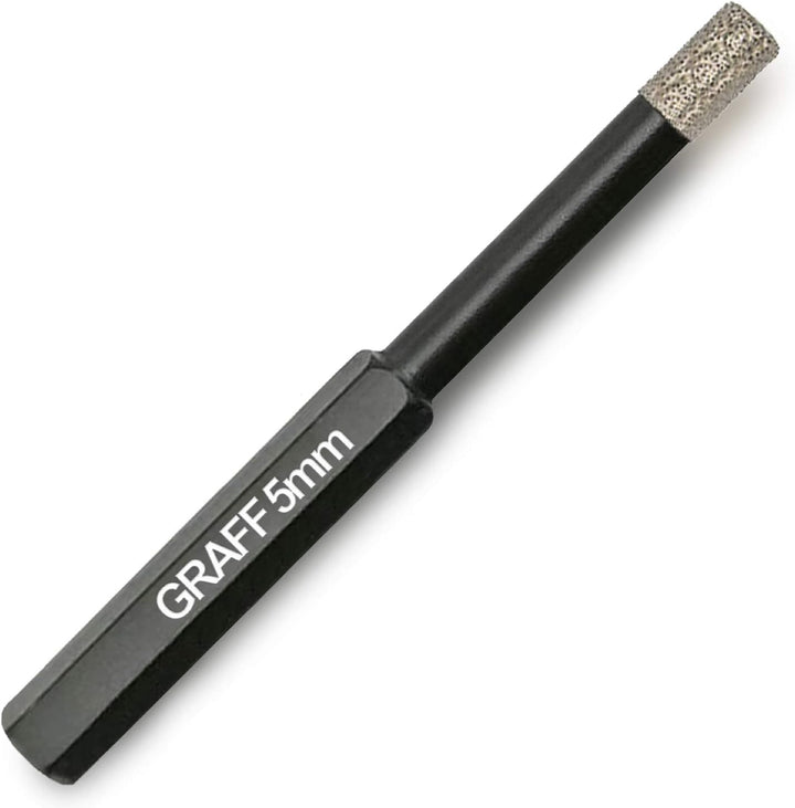GRAFF Feinsteinzeug Bohrer 5mm für harte Fliesen Glas Кeramik Granit Stein - Diamantbohrer Fliesenbo