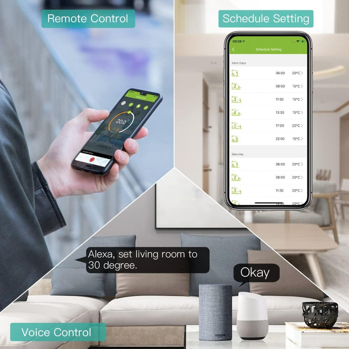 MOES WiFi Thermostat Programmable Room Temperature Controller for Gas Boiler Temperature HumidityTuy