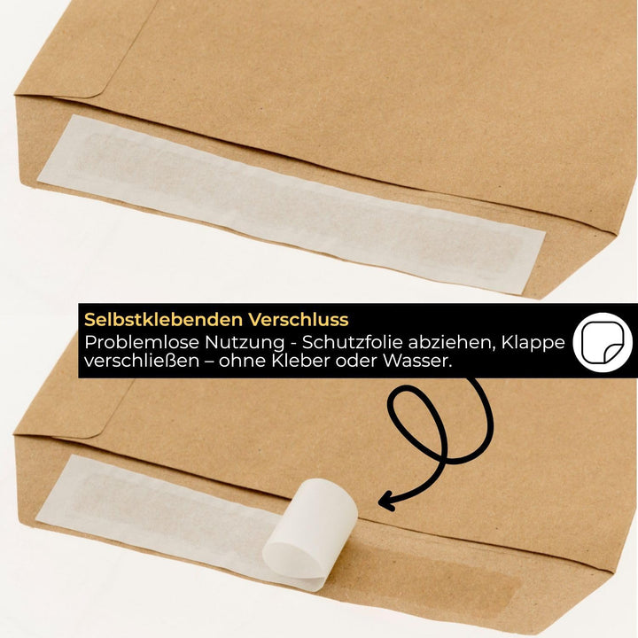 1500 Versandtaschen Braun DIN B5 Briefümschlage ohne Fenster, Haftklebend - Briefumschlag 176 x 250