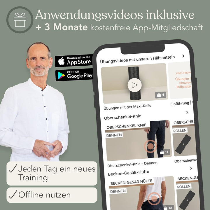 Liebscher & Bracht FAYO Faszienrolle mit Umlaufrille zum Training der Faszien, ideal für Balance- od