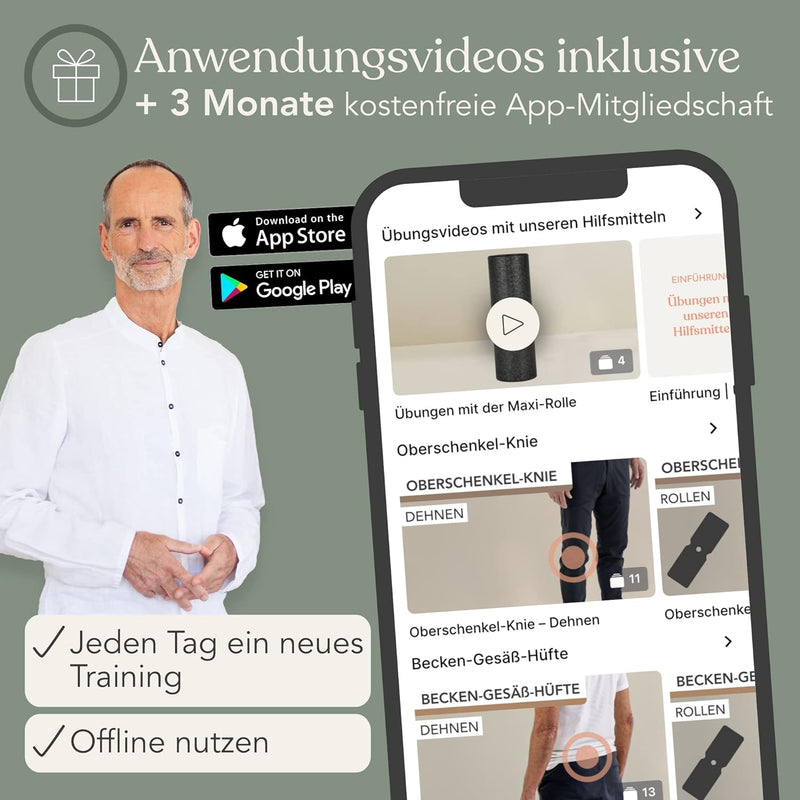 Liebscher & Bracht FAYO Faszienrolle mit Umlaufrille zum Training der Faszien, ideal für Balance- od