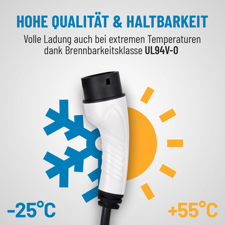 ABSINA Typ 2 Ladekabel 22kW &amp; 32A für Hybrid &amp; Elektroauto - 3 Meter Auto Ladekabel Typ2 3 phasig -