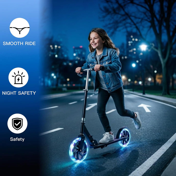 200mm Leuchtende Scooter Rollen 2 Stück - Blinkende Stunt Scooter Reifen PU - Leise & Verschleissfes
