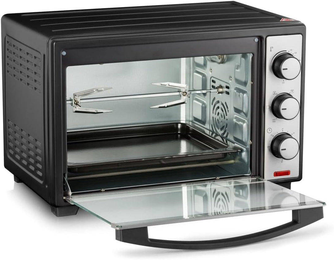 Koliber SUPERMAX X 2000W Mini Backofen 25L Umluft Drehspiess Pizzaofen Tischbackofen Edelstahl 1600W