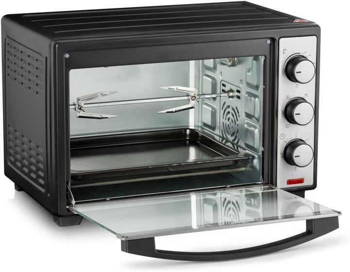 Koliber SUPERMAX X 2000W Mini Backofen 25L Umluft Drehspiess Pizzaofen Tischbackofen Edelstahl 1600W