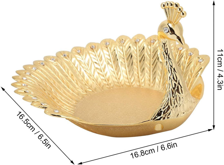 Metall-Snack-Tablett, Peacock Gold Food Serviertablett Obstschale für Heimdekorationen Ornamente