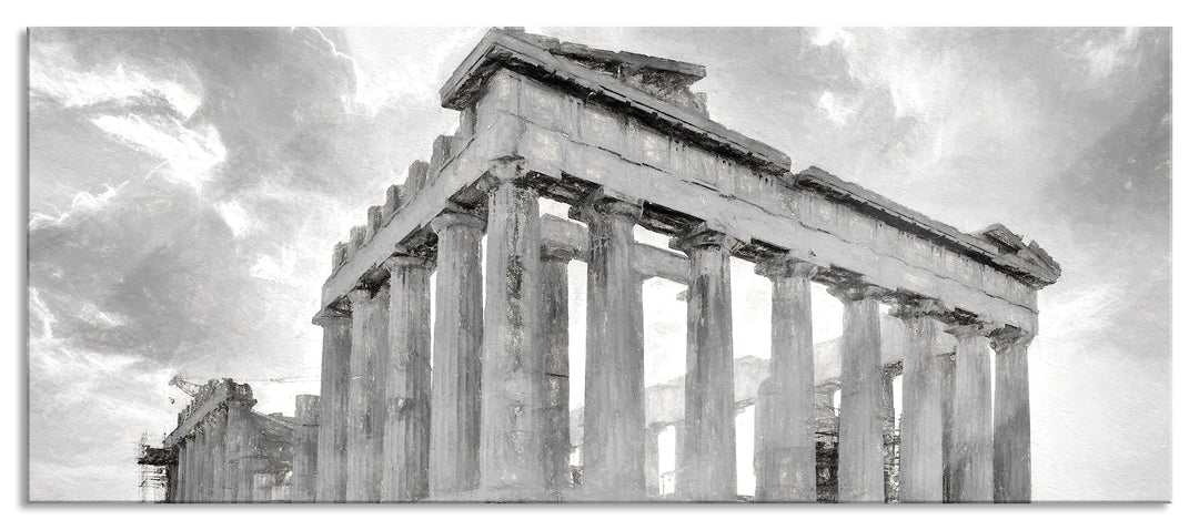 Pixxprint Glasbild Panorama, Wandbild aus Echtglas, Akropolis in Athen, 100x40 cm, inkl. Aufhängung