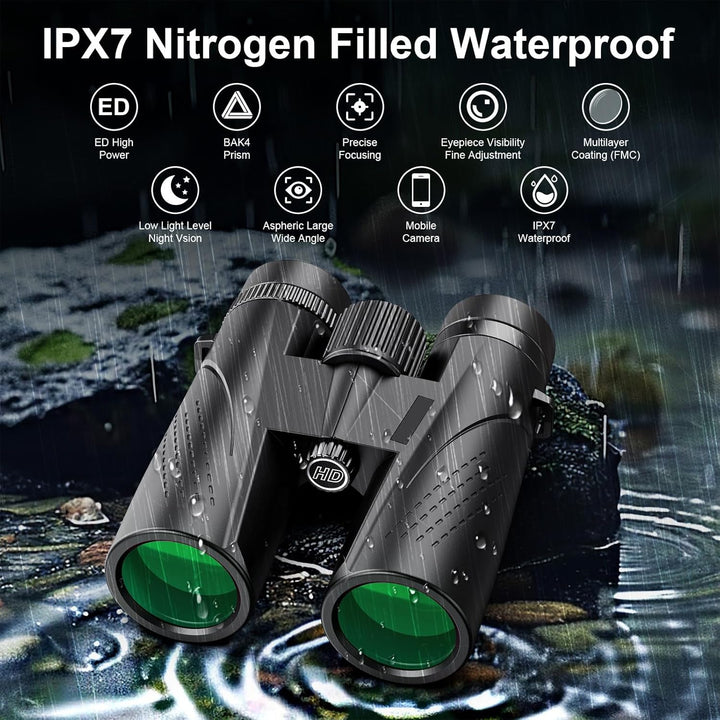 Fernglas 12x42 HD Ferngläser, Binoculars for Adults, Waterproof Bird Watching Binoculars with BaK-4