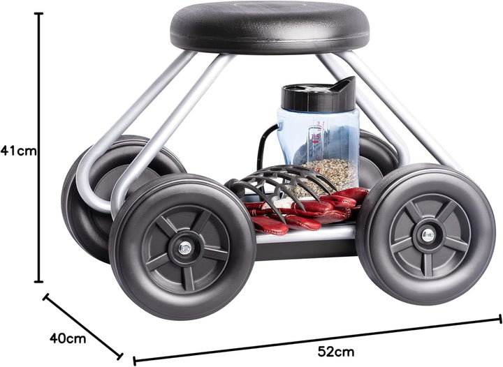 UPP Rollsitz Easy Work bis 130 kg belastbar | Gartenwagen mit 40 cm hohem Luftkammer-Sitz | Knie- &