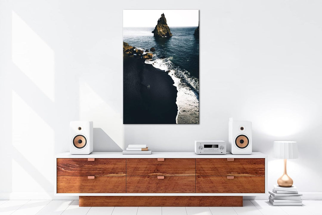 deyoli steinige Küste Format: 80x60 cm als Leinwandbild, Motiv fertig gerahmt auf Echtholzrahmen, Ho