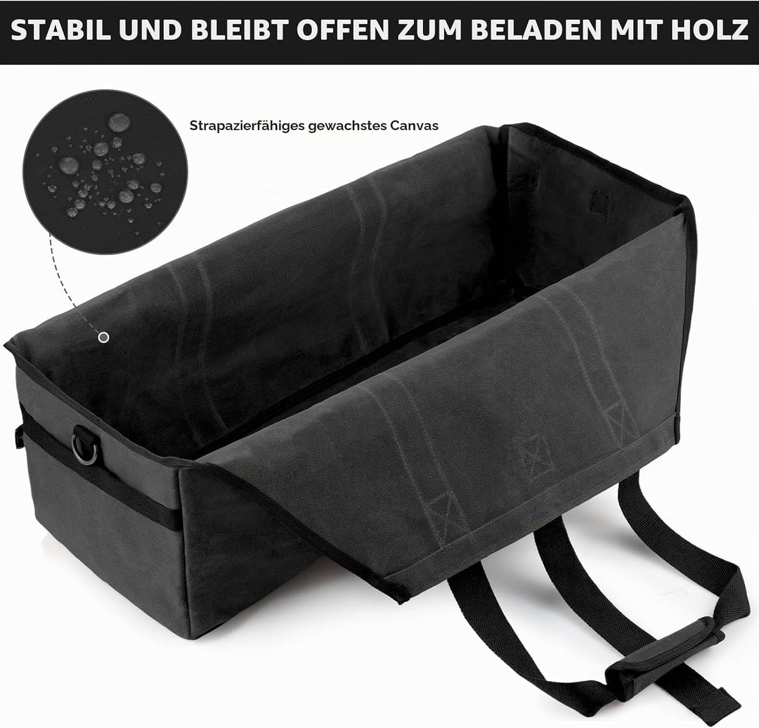 kaminholztasche Kaminholz Holzkorb Tragetasche Brennholztasche Kaminholzträger gewachstes Segeltuch