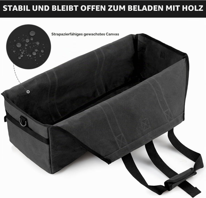kaminholztasche Kaminholz Holzkorb Tragetasche Brennholztasche Kaminholzträger gewachstes Segeltuch
