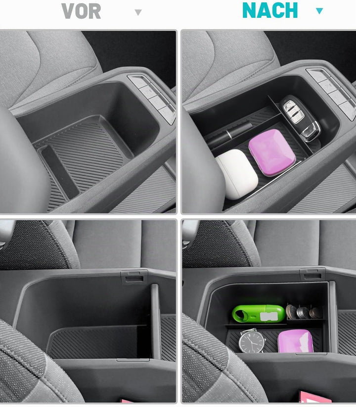 [2 Stück] CDEFG Kompatibel mit Kia EV3 2025 2026 Mittelkonsole Organizer + Armlehne Aufbewahrungsbox