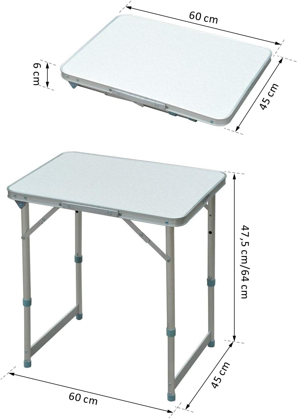 Outsunny Campingtisch Klapptisch Universaltisch Koffertisch Gartentisch Falttisch höhenverstellbar A