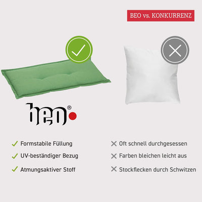 Beo Bankauflage 100 x 45 cm Waschbar Ascot | Premium-Qualität Made in EU | Atmungsaktive Gartenbank