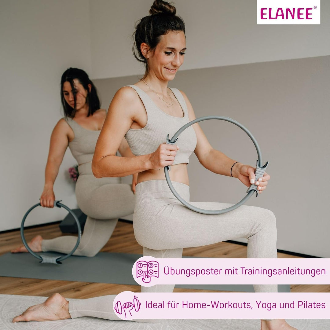 ELANEE Pilates-Ring mit rutschfesten Griffen zur Kräftigung der Beckenboden-, Bauch-, und Rückenmusk
