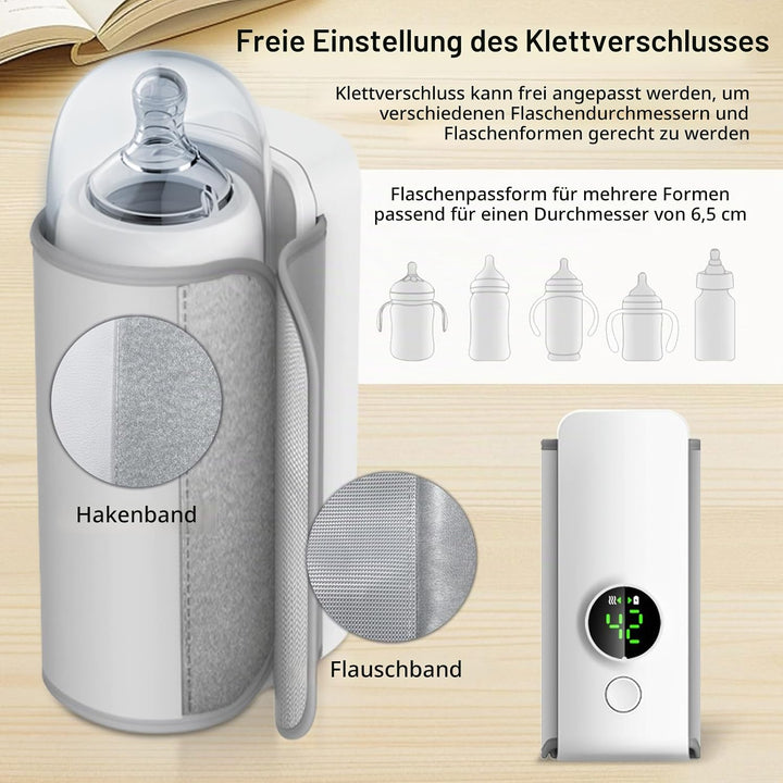 Flaschenwärmer, 6000 mAh Tragbarer Flaschenwärmer Baby Unterwegs mit 6 Einstellbare Temperatur und L