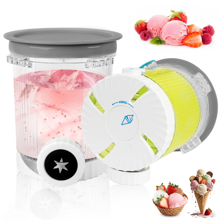 2 Stück Creami Deluxe Behälter für Ninja Swirl by CREAMi Softeis- & Eismaschine NC701EU, 480ML Cream