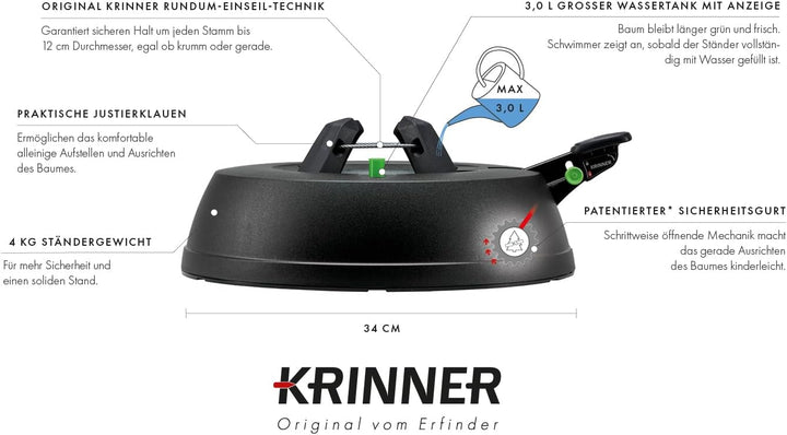 Krinner Recycling Weihnachtsbaum Christbaumständer Green Line S Schwarz 34cm inkl. Fusspedal- und Ei