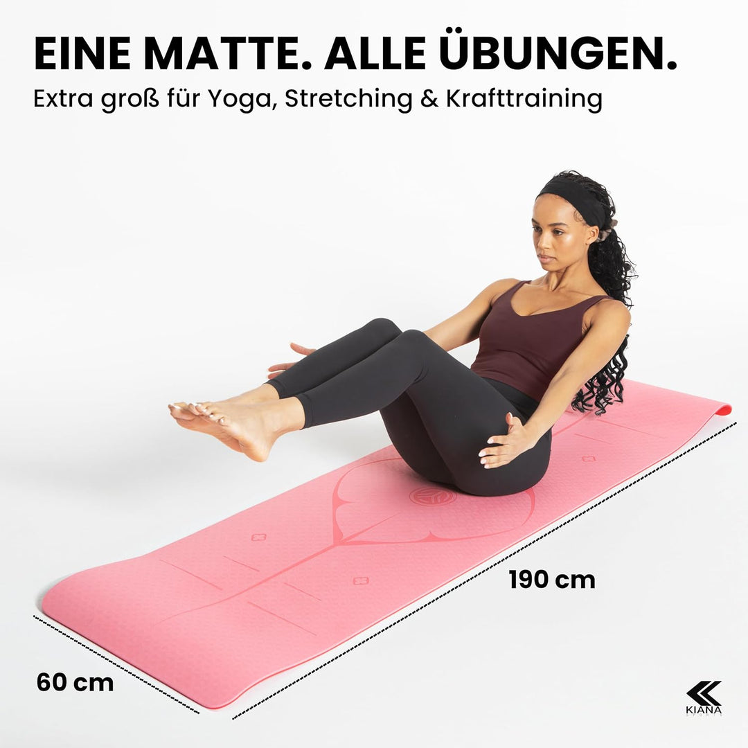 Yoga Matte – Rutschfeste Sportmatte in Deutschland entwickelt – 2 Komfort-Dicken – Formstabile Yogam