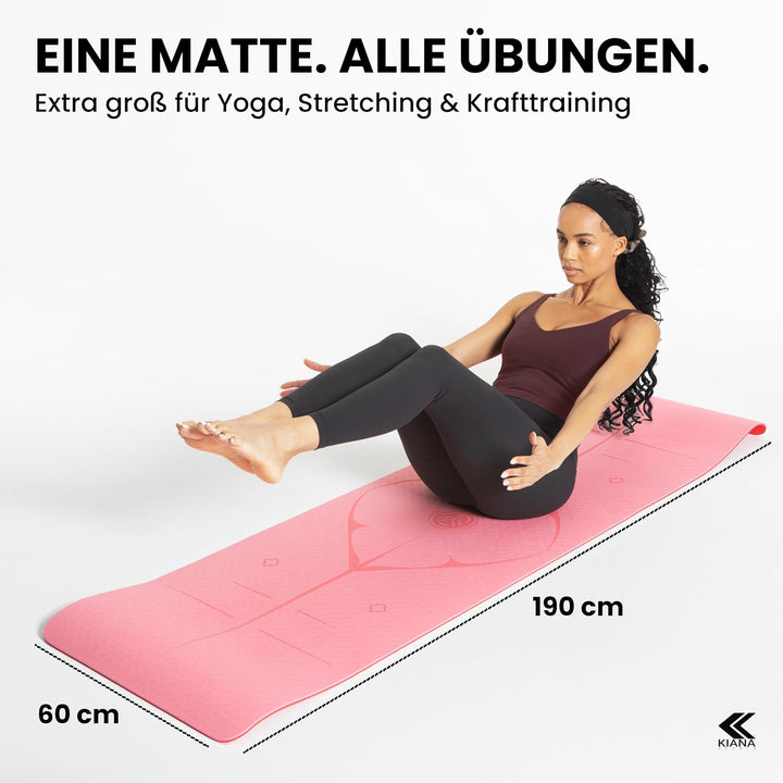 Yoga Matte – Rutschfeste Sportmatte in Deutschland entwickelt – 2 Komfort-Dicken – Formstabile Yogam