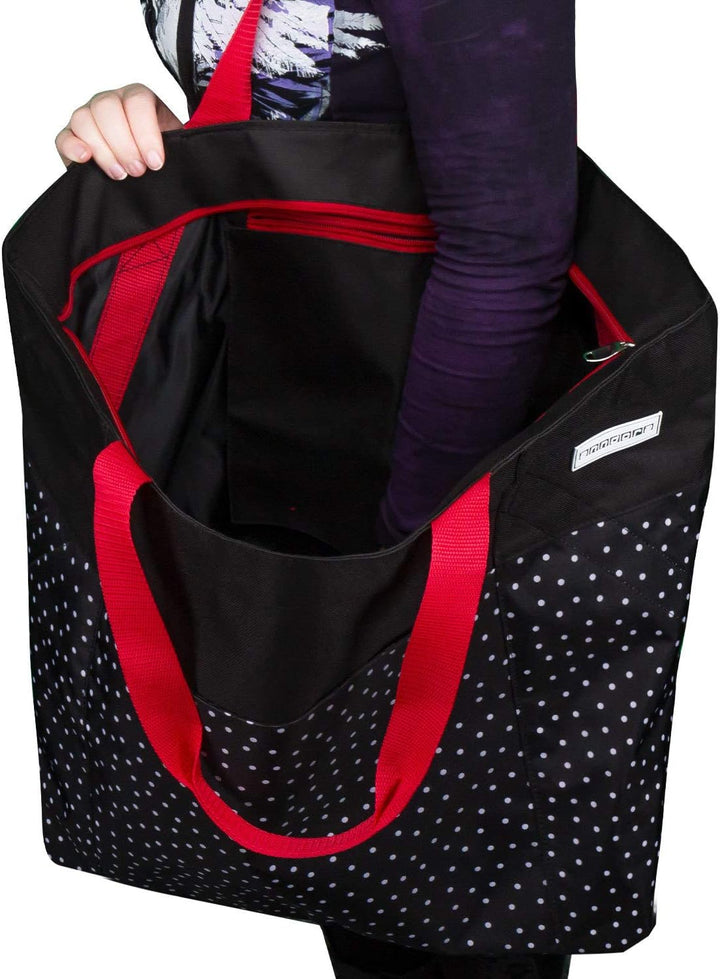 anndora XXL Shopper schwarz weiss gepunktet - Strandtasche 40 Liter Schultertasche Einkaufstasche, S