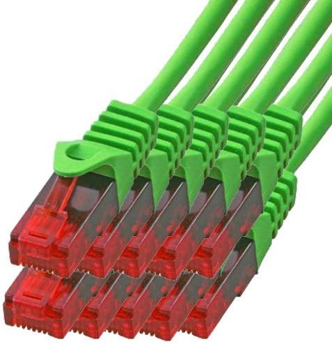 BIGtec - 10 Stück - 10m Gigabit Netzwerkkabel Patchkabel Ethernet LAN DSL Patch Kabel grün ( 2x RJ-4