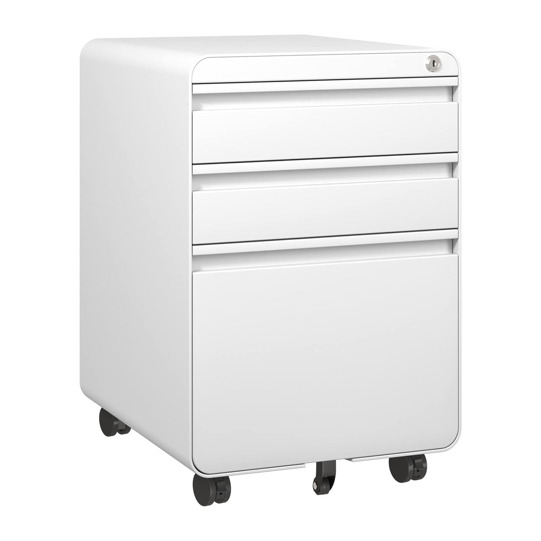 Dripex Metall Rollcontainer Stahl Rollcontainer mit 3 Schubladen und Hängeregistratur Abschliessbare