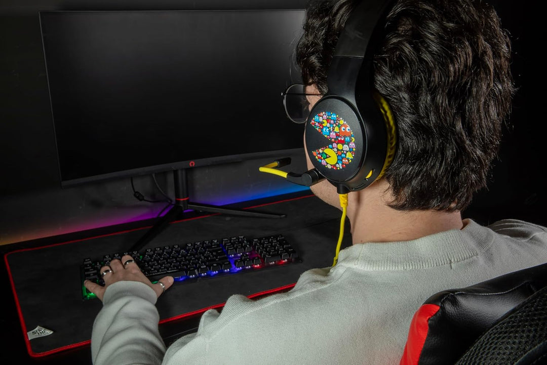 Konix Pac-Man Kabelgebundenes Over-Ear-Gaming-Headset für PC, PS5, Switch 2, Xbox Series X|S - 45°-M