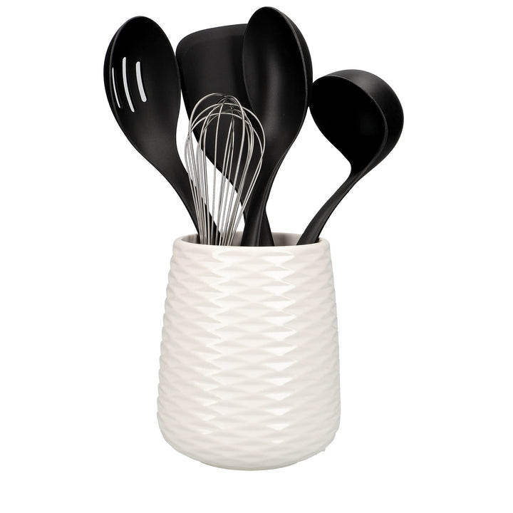 KitchenAid 6er Set Küchenutensilien und Halter, Antihaftbeschichtet, Spülmaschinenfest, Kochgeschirr