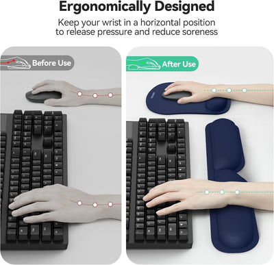 TECKNET Mauspad mit Handauflage, Gelkissen Mousepad und Tastatur Handgelenkauflage Set aus ergonomis