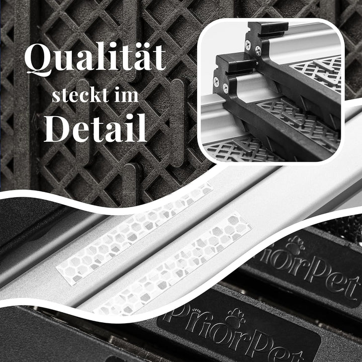 Hunderampe Auto Klappbar - Stabile und rutschfeste Hundeleiter Auto & SUV bis zu 90kg Belastbar - Te