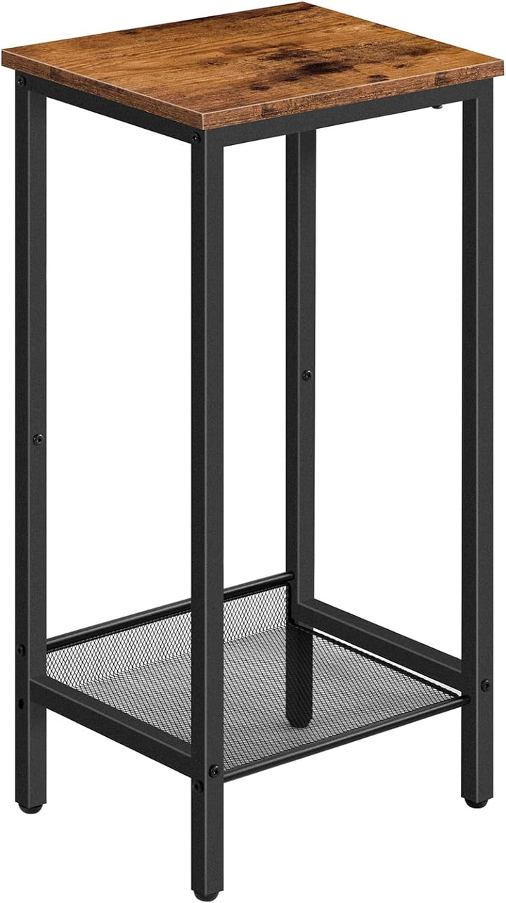HOOBRO Beistelltisch Hoch, Telefontisch mit Verstellbarer Netzablage, Schmaler Nachttisch, Sofatisch