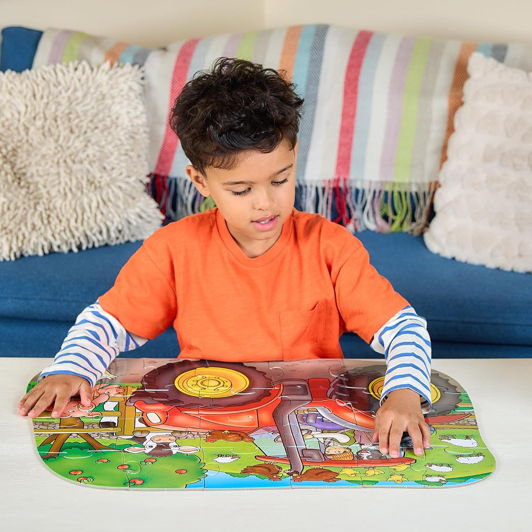 Orchard Toys Big Tractor Jigsaw Puzzle, 25-Piece Farm Themed Shaped Puzzle for Ages 3-6, Includes Po