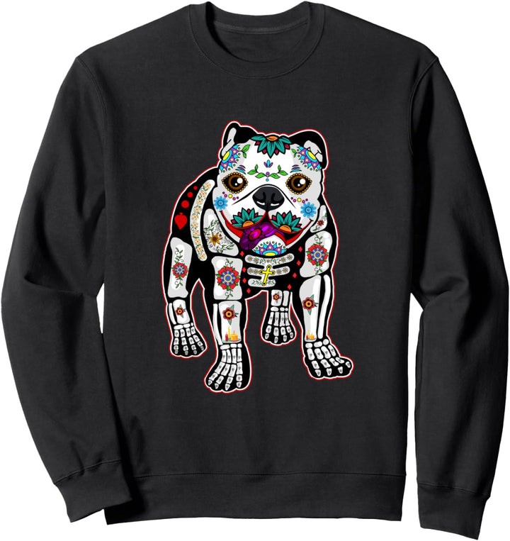 Englische Bulldogge dia de los muertos Tag des toten Hundesc Sweatshirt
