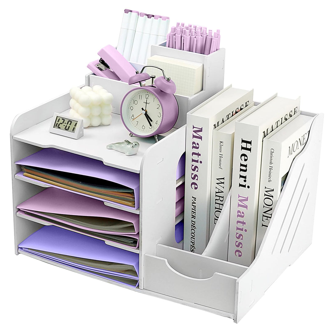 Briefablage Organizer, A4 Papier Ablagefächer, 4-stöckiges Büro Aktenablage, Schreibtisch Datei Tidy