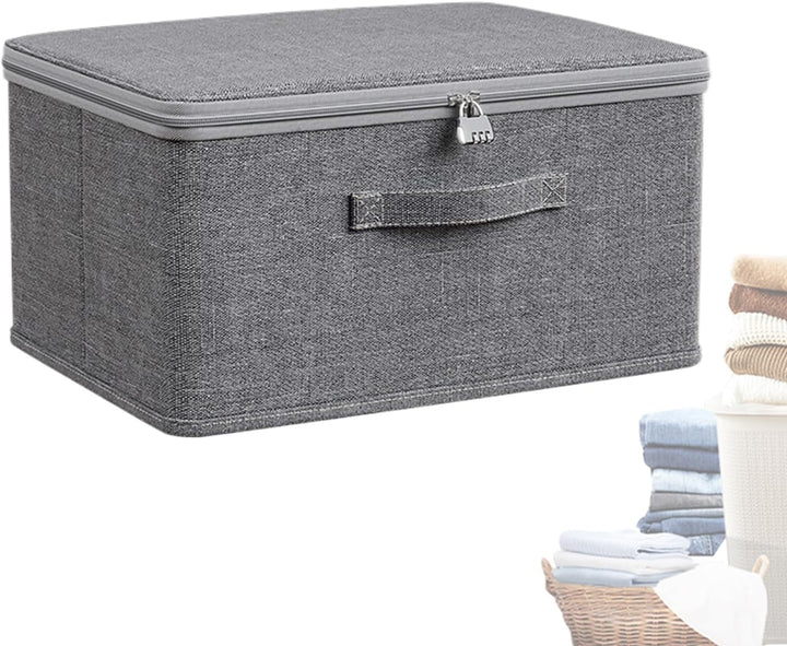 Verschliessbare Aufbewahrungsbox, 45x35x26cm Stoff Aufbewahrungsbox Mit Deckel, Faltbare Stoff Box,