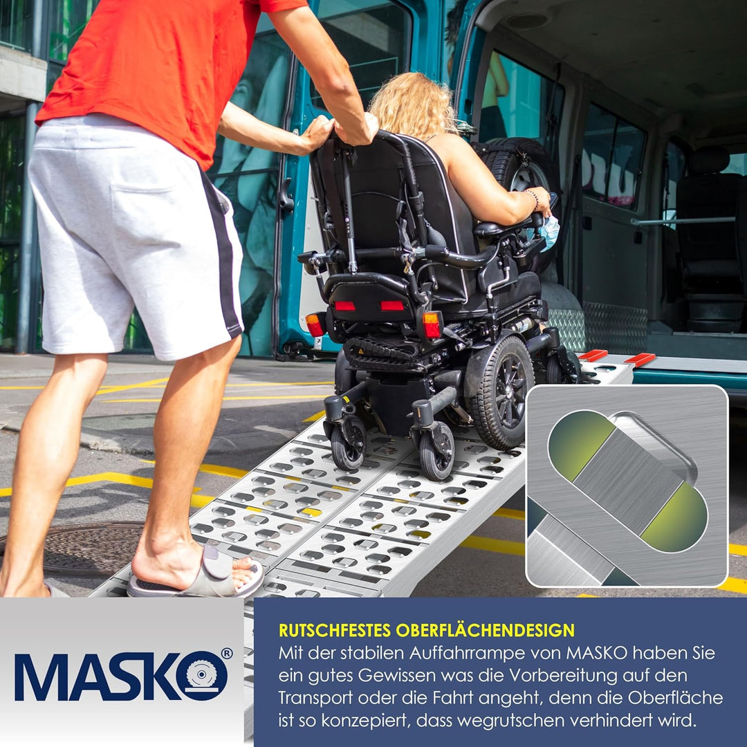 Masko® Auffahrrampe 340kg Faltbare ALU Verladerampe Max 680kg* Pro Paar Verladeschiene Antirutsch Kl