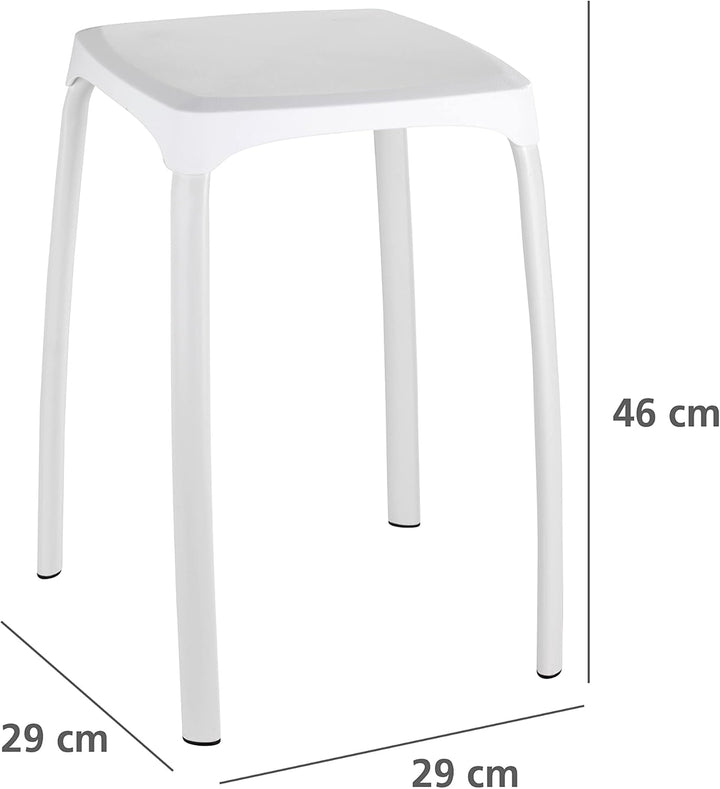WENKO Badhocker Losani, Sitzhocker Weiss 46 x 29 x 29 cm, Weiß 46 x 29 x 29 cm