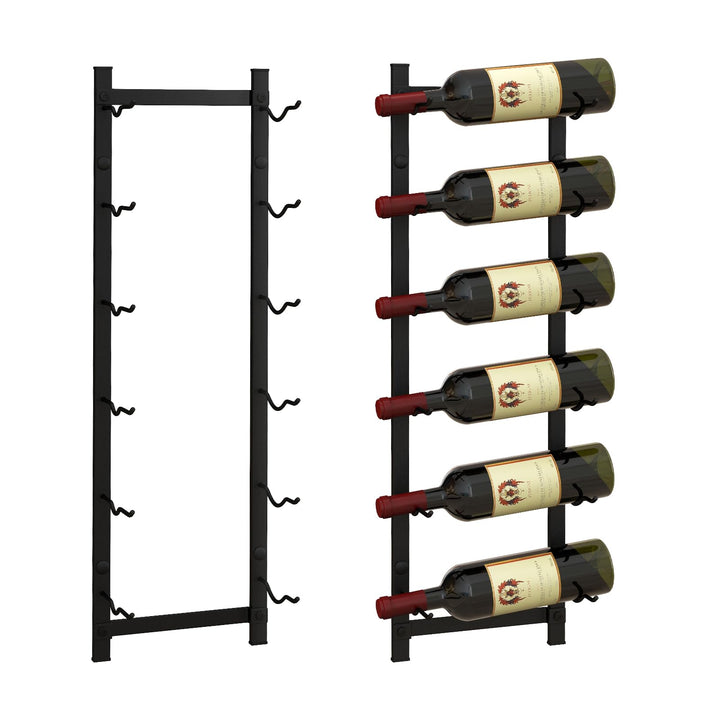 KOMFOTTEU Weinregal Wand für 6/9/12 Flaschen, vertikaler Flaschenhalter aus Metall, dekoratives Häng