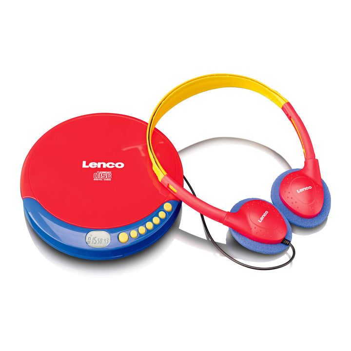 Lenco CD-021 CD-Player für Kinder - tragbarer CD-Player - Discman - Kopfhörer mit Lautstärkenbegrenz