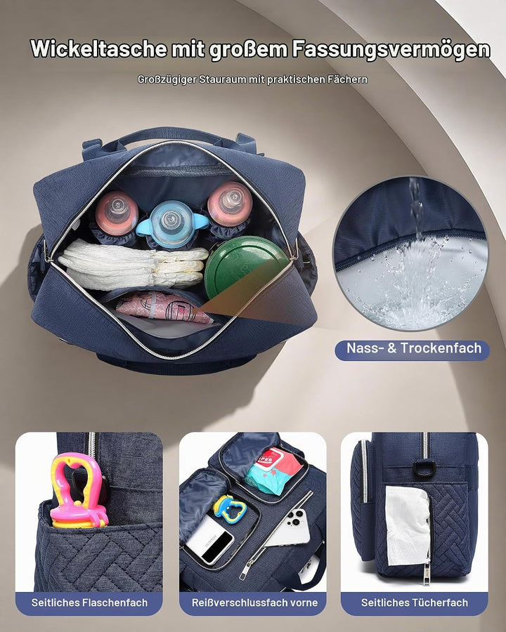 KONO Baby-Wickeltasche, stilvoll, für Mama und Papa, wandelbare Reisetasche mit isolierten Taschen G