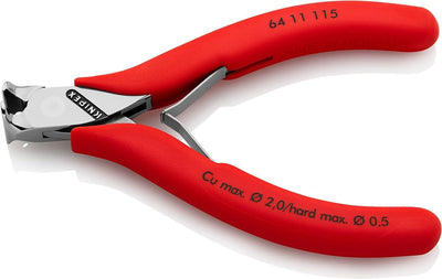 Knipex Elektronik-Vornschneider mit Kunststoff überzogen 115 mm 64 11 115 ohne Facette Griffe mit Ku