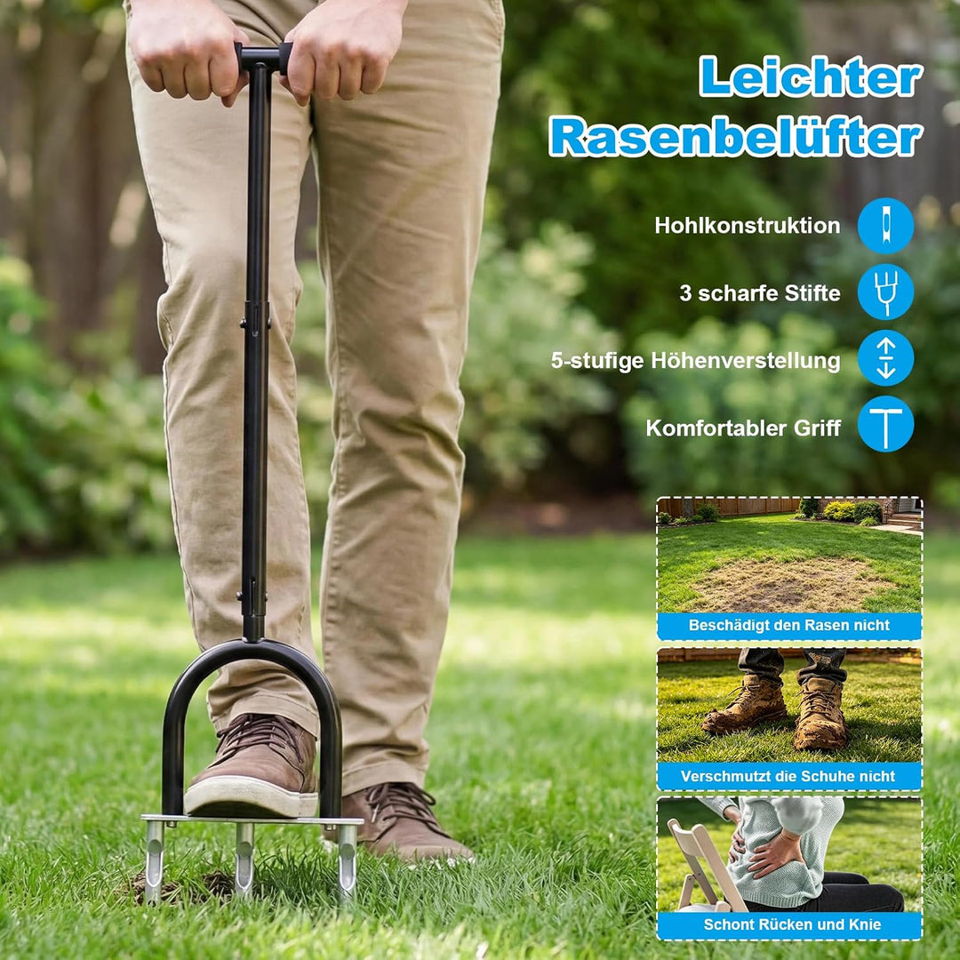 Aerifizierer für Rasen | 3 Hohlspoon Rasenbelüfter, Rasenspecht Aerifizierer - Premium Gartengerät z
