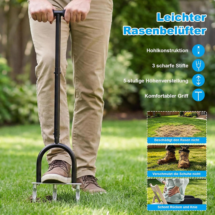Aerifizierer für Rasen | 3 Hohlspoon Rasenbelüfter, Rasenspecht Aerifizierer - Premium Gartengerät z