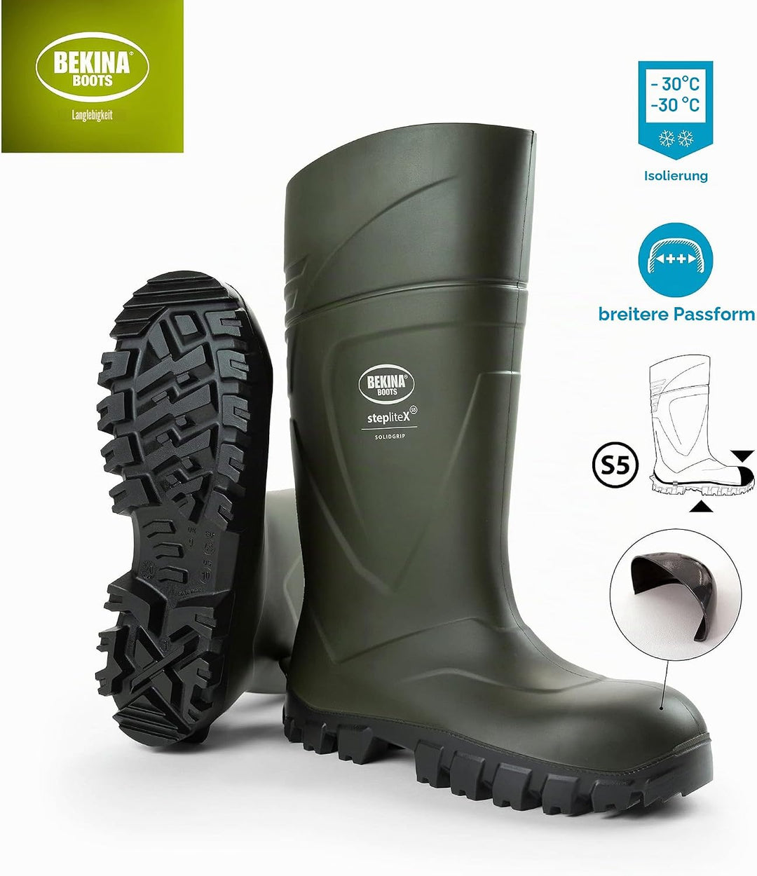 Bekina Steplite X S5 Robuste Sicherheitsstiefel für Herren und Damen mit Stahlkappe und Stahlsohle,