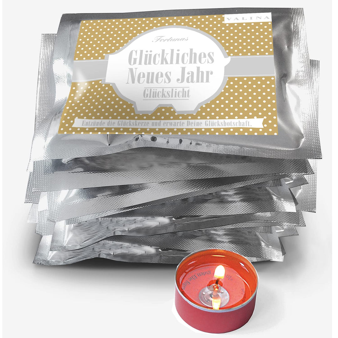 Fortunas Glückslicht/Dots/Gold/Glückliches neues Jahr / 10er Pack