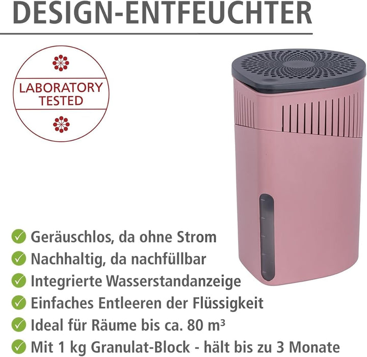WENKO Raumentfeuchter Drop, nachfüllbarer Luftentfeuchter, reduziert Schimmel & Gerüche, 1 kg Granul