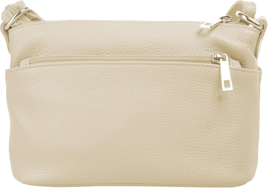Cluty Umhängetasche echt Leder Damen - 020617 Beige, Beige