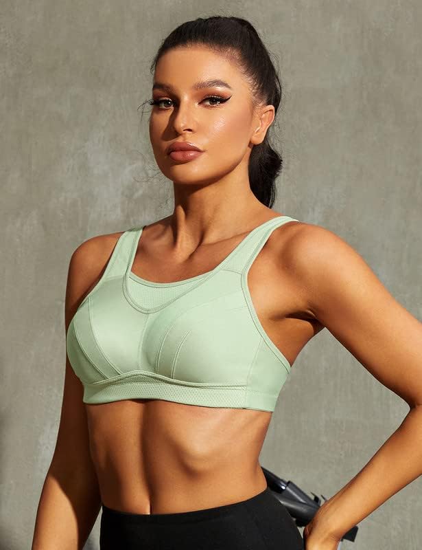 Wingslove Damen Sport BH ohne Bügel Nicht Gepolstert High Impact Bustier Halt Joggen BH 75C Grün, 75